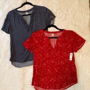 Bundle of Two Short Sleeve V-Neck Old Navy Blouses